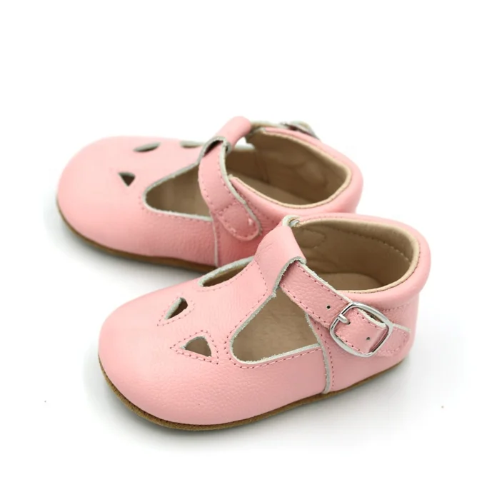 Anti-slippery Soft Sole Buckle Strap Real Leather Baby Girl Dress Shoes