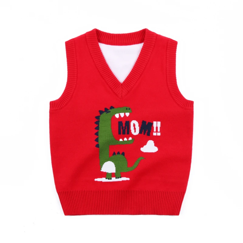 
Wholesales Customized Lovely Cotton V Neck Sleeveless Mom Letters Design Kids Knitted Vest Childrens Sweater From Manufacturer 