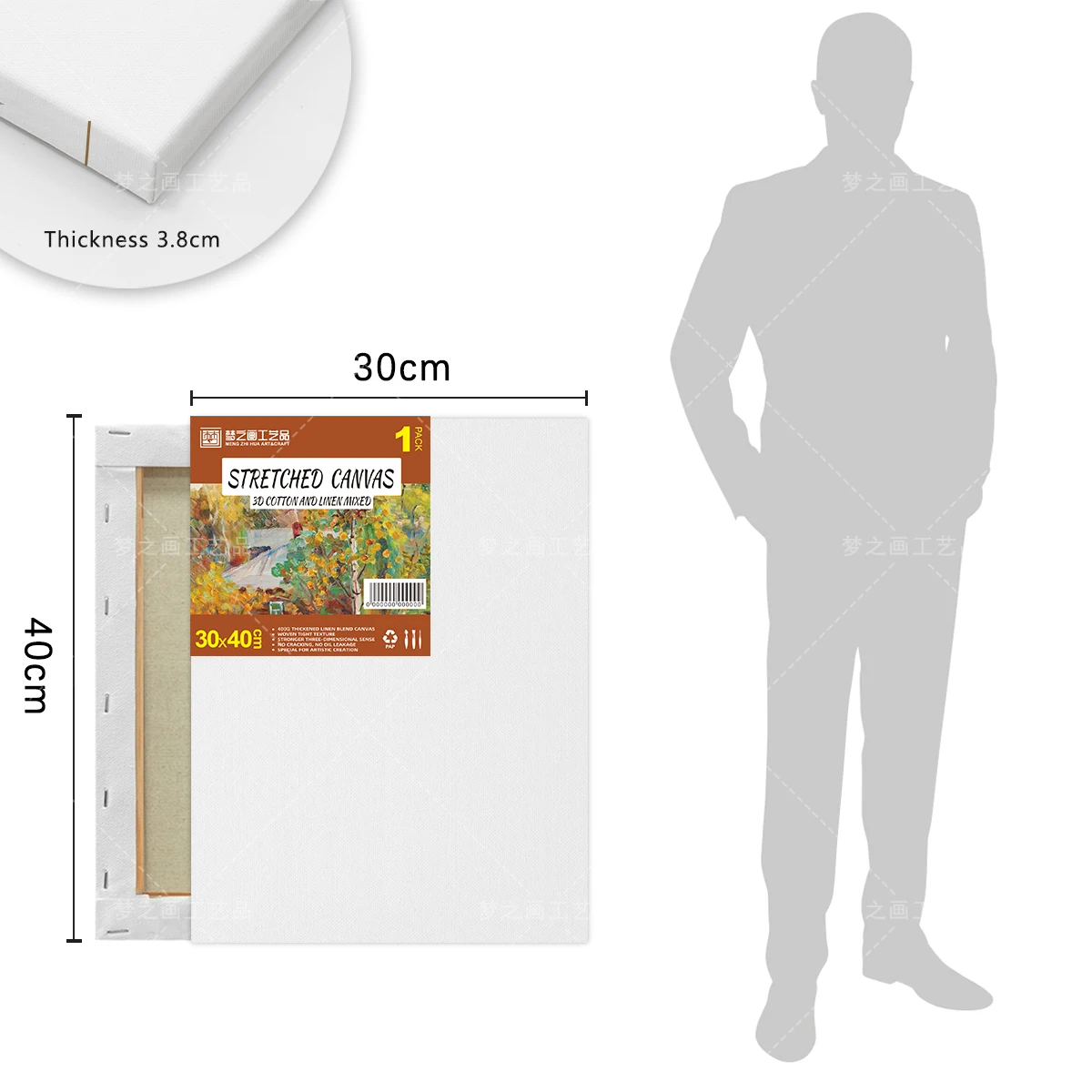 Wholesale High Quality White Blank Stretched Canvas, Art Supplies 400g Cotton and Linen Blend Medium Texture Canvas for Painting