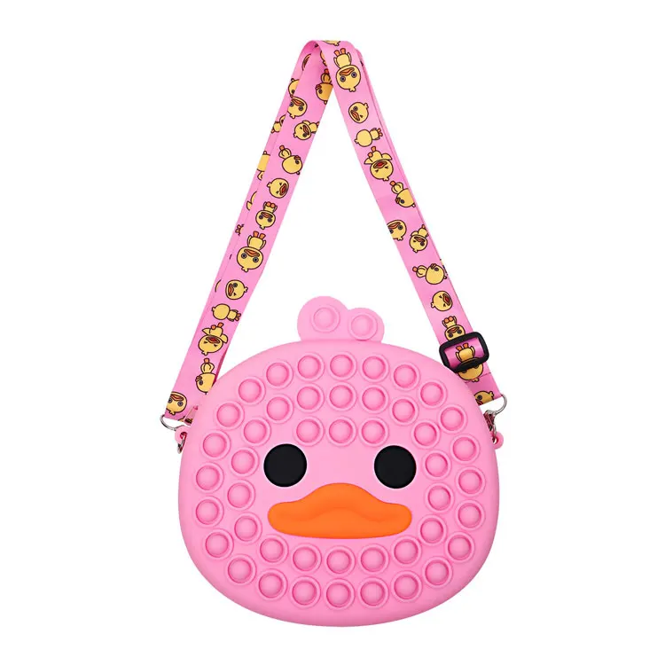 Children push pop bubble crossbody duck fidget bag stylish girls pop it sling bag