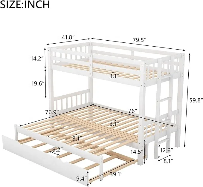 cheap price children hostel bedroom furniture foldable triple kids 3 layer wood double twin bunk bed