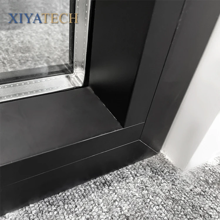 Steel framed arched fixed wooden window with tempered glass