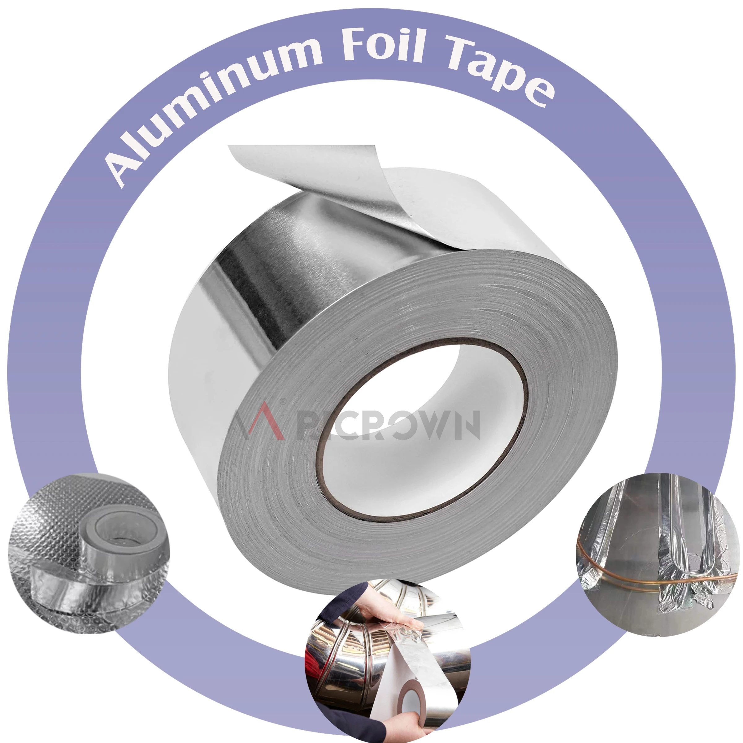 Factory Direct Sale  aluminum foil adhesive tape High Viscosity aluminum foil tape jumbo rolls for Heating Pipeline Protection