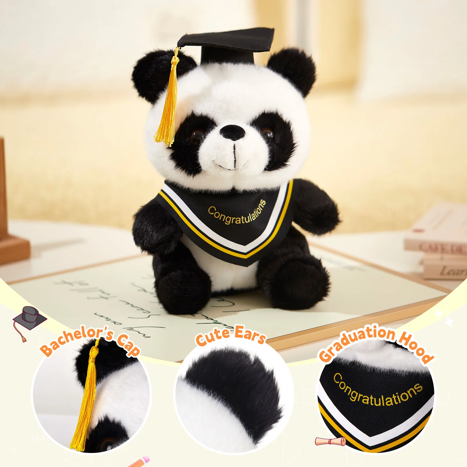 Manufacturer Cartoon Graduation Panda Plush Toy Super Soft Stuffed Animals Great Gifts for Students Friends Wholesale