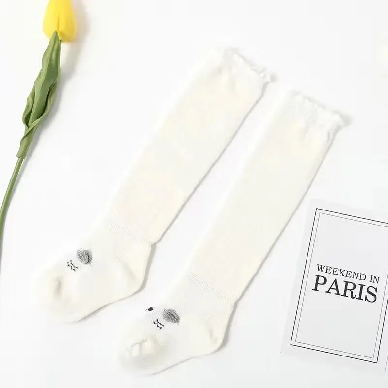 Free samples Spring Autumn New Born Baby Socks Soft Comfort Baby Cotton Socks Ruffle Solid Color Knee High Socks