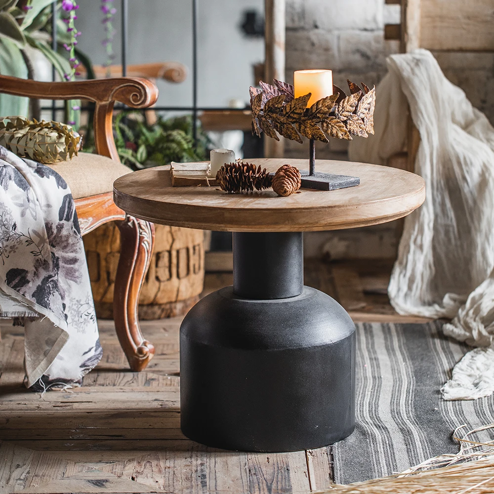 Essent Farmhouse Style Wooden Center Table Living Room Antique Furniture Vintage Rustic Coffee Table For Home Coffee Table