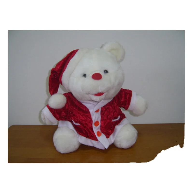 JM7050 Christmas Plush Bear Toy with Santa Hat