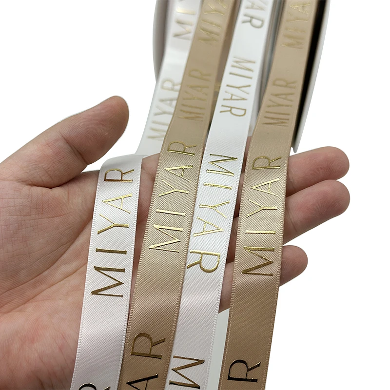 Custom Eco Friendly Printed Black Silk Gross Grain Ribon Gift Bouquet Ribbon With Embossed Logo Brand