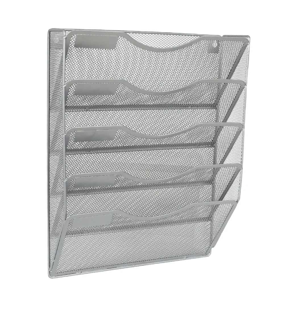 5 Pockets Mesh Hanging Wall File Holder Organizer Wall Mounted Paper Magazine Rack