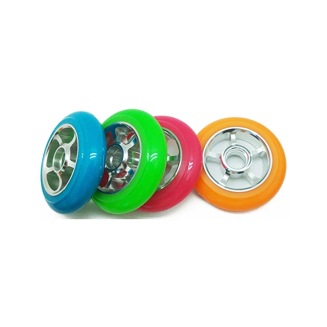 High quality scooter parts strong core wheels wholesale alloy 125mm 120mm 110mm PU scooter wheels scooter accessories