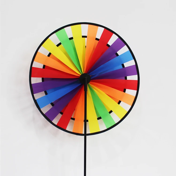 BAILING Outdoor Garden Decoration Rainbow Pinwheel Toys Kids Hand Held Triple Nylon Fabric Wind Spinner Windmill