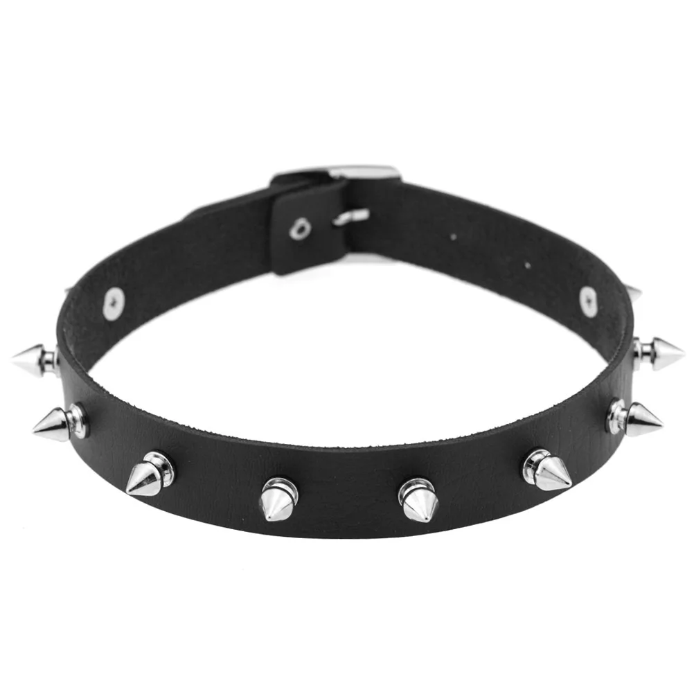 Vintage Punk Goth Studded Rivet Pu Leather Collar Choker Necklace for Girl Girls with Rivet 16 Inches