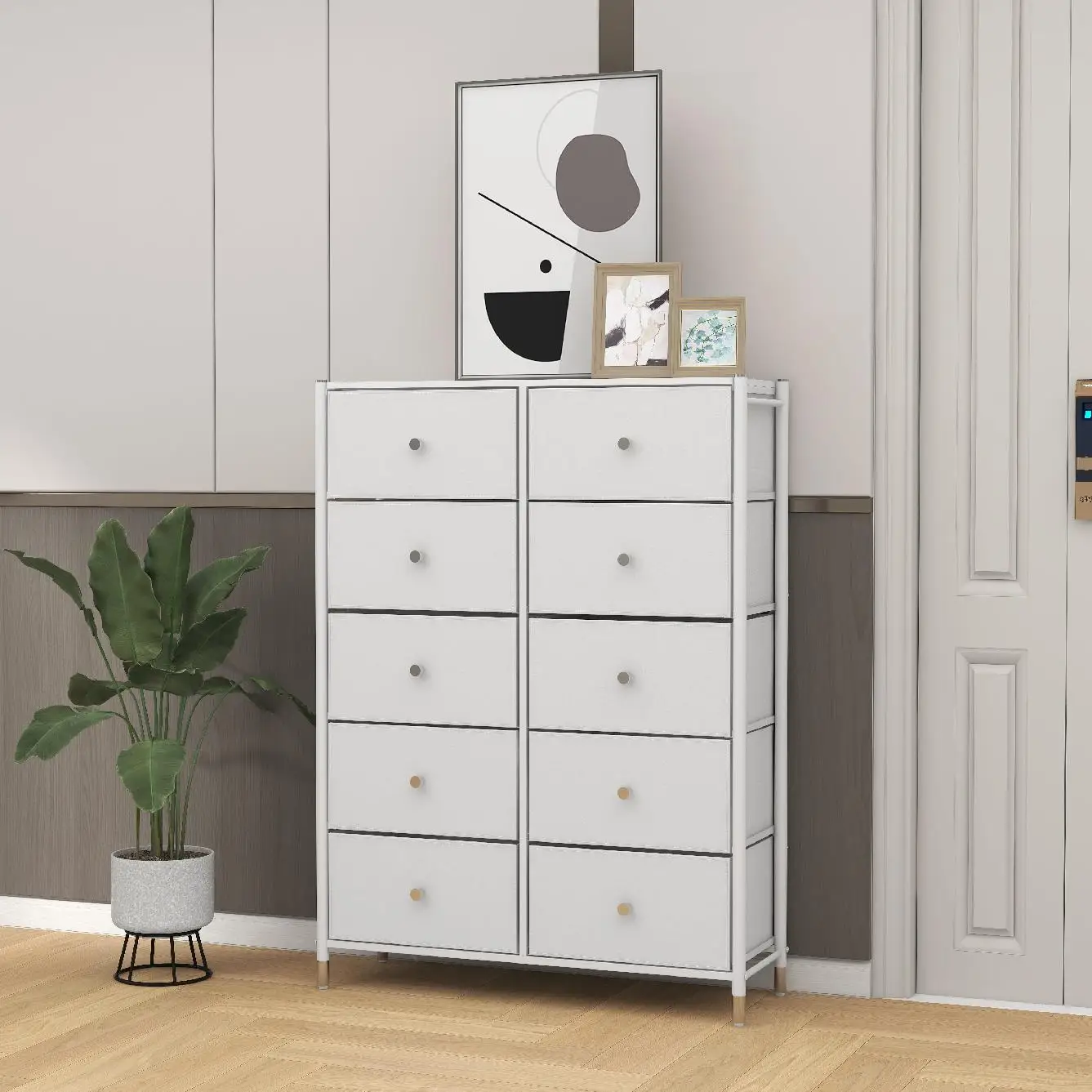 Modern 8 Drawers Chest storage drawer Fabric Dressers 4 Drawers Bedroom Furniture