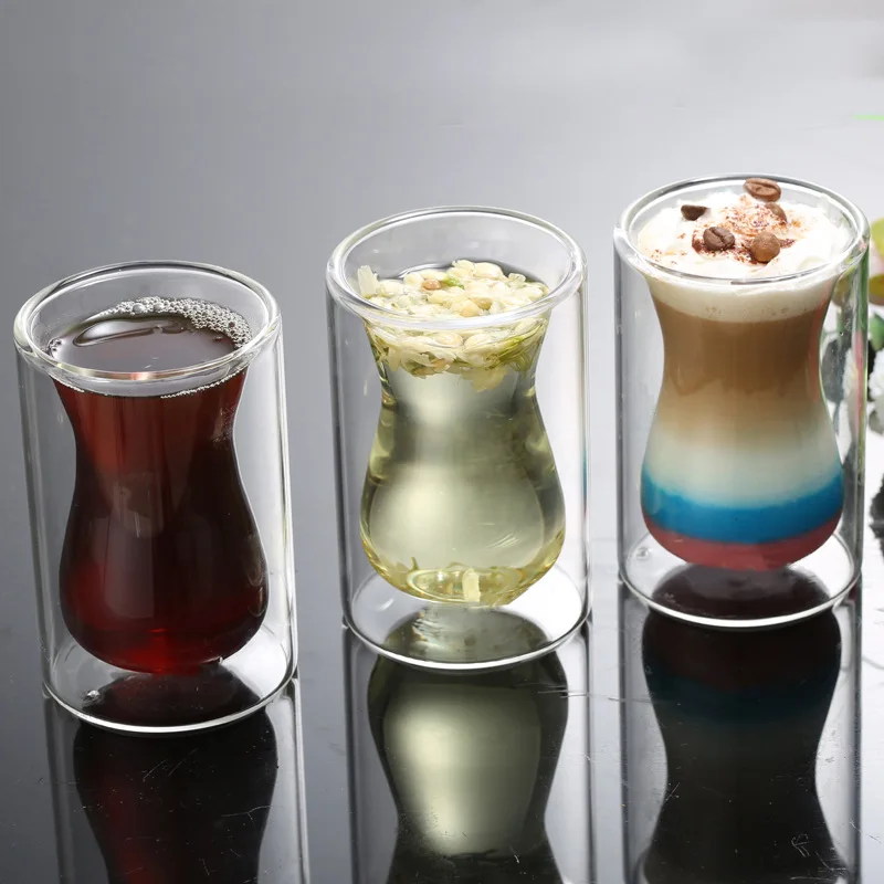 150ml Tea Coffee Cup Double Wall Insulated Borosilicate Glass Turkish Style Tea Cup
