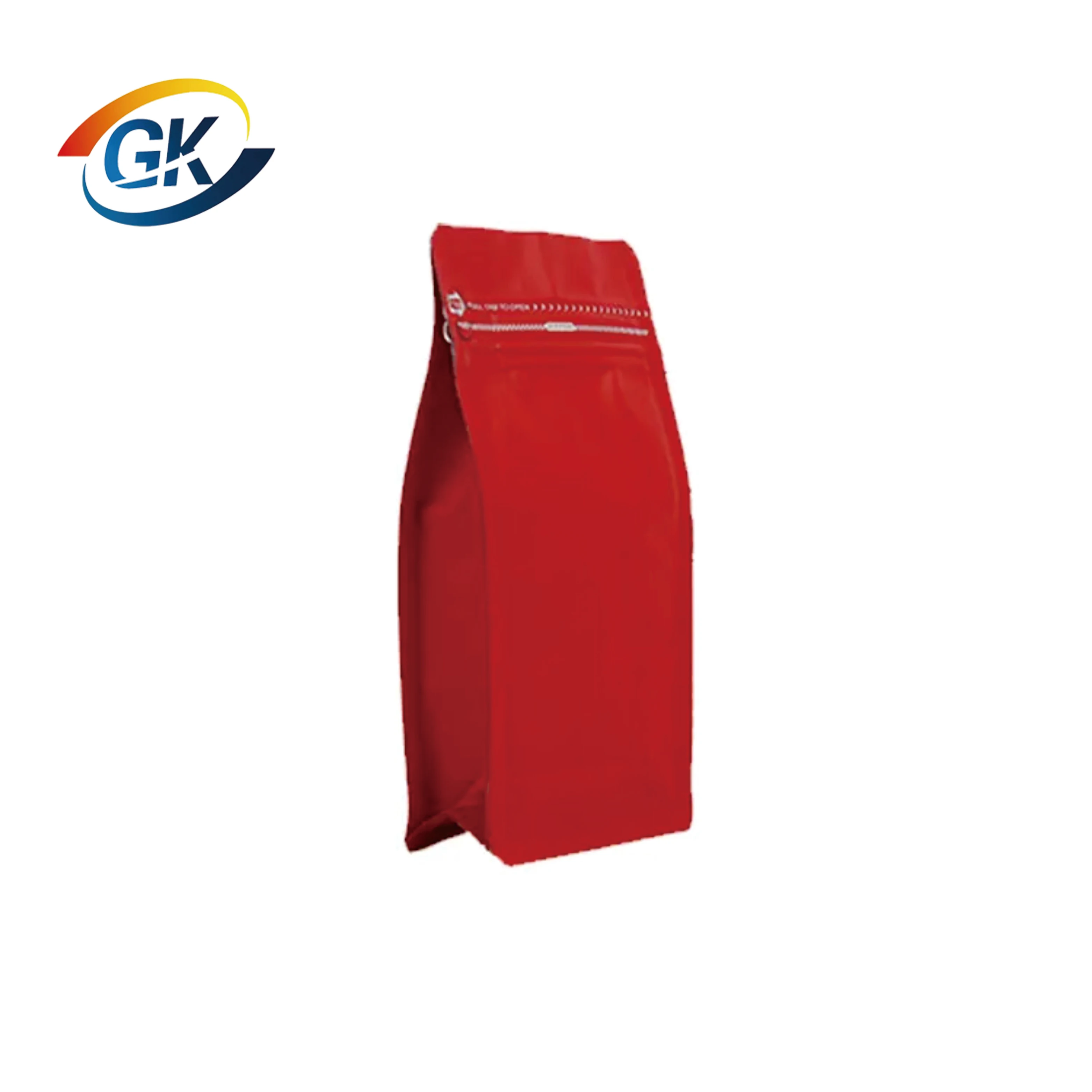 Customize Flat Bottom Pouch Kraft Paper Coffee Bags Eight Side Sealing Bag For Heat Sealed With Air Valve Gloss Frosted Film