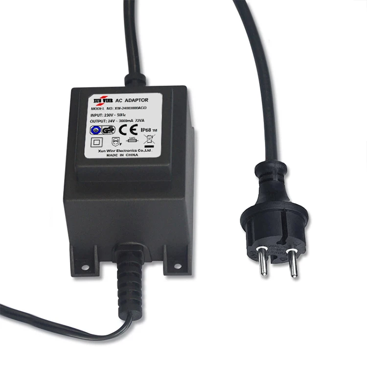 Водонепроницаемый уличный адаптер питания IP68 12 в 24 В с вилкой Стандарта США ЕС Австралии Великобритании 12 в 24 В