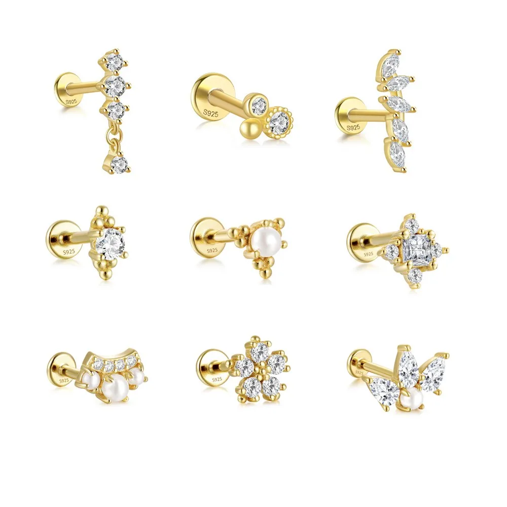 Customize 925 Silver Piercing Internal Threaded Labret Tragus Helix Piercing Fine Piercing Jewelry