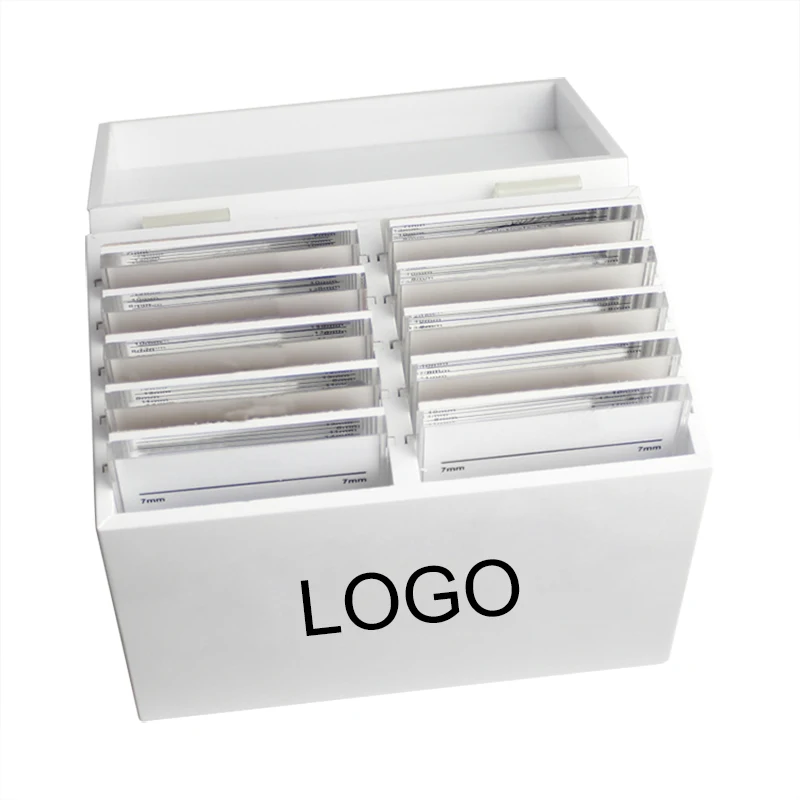 15 Tiles White Acrylic Lash Storage Box With Black Veins