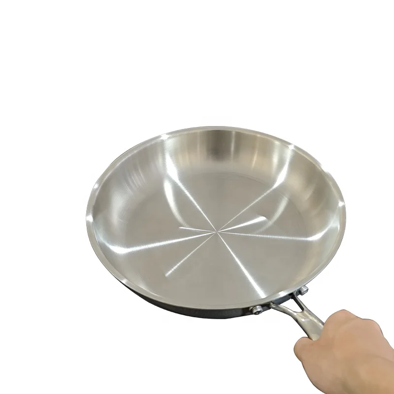 New Creative Custom Logo Frying Pan Set Non-stick Stainless Steel 304 Composite Bottom Fry Pan Set Without Oil