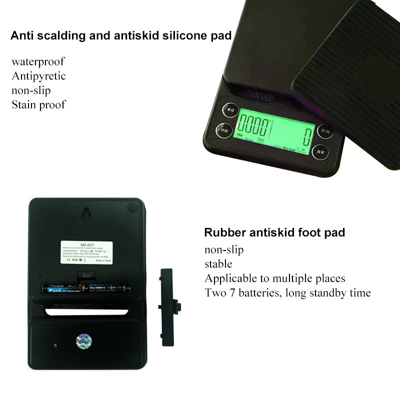 KitchenTour Digital Kitchen Scale 0.1g High Precision Coffee Scale, Drip Espresso Scale with Auto Tare and Silicon