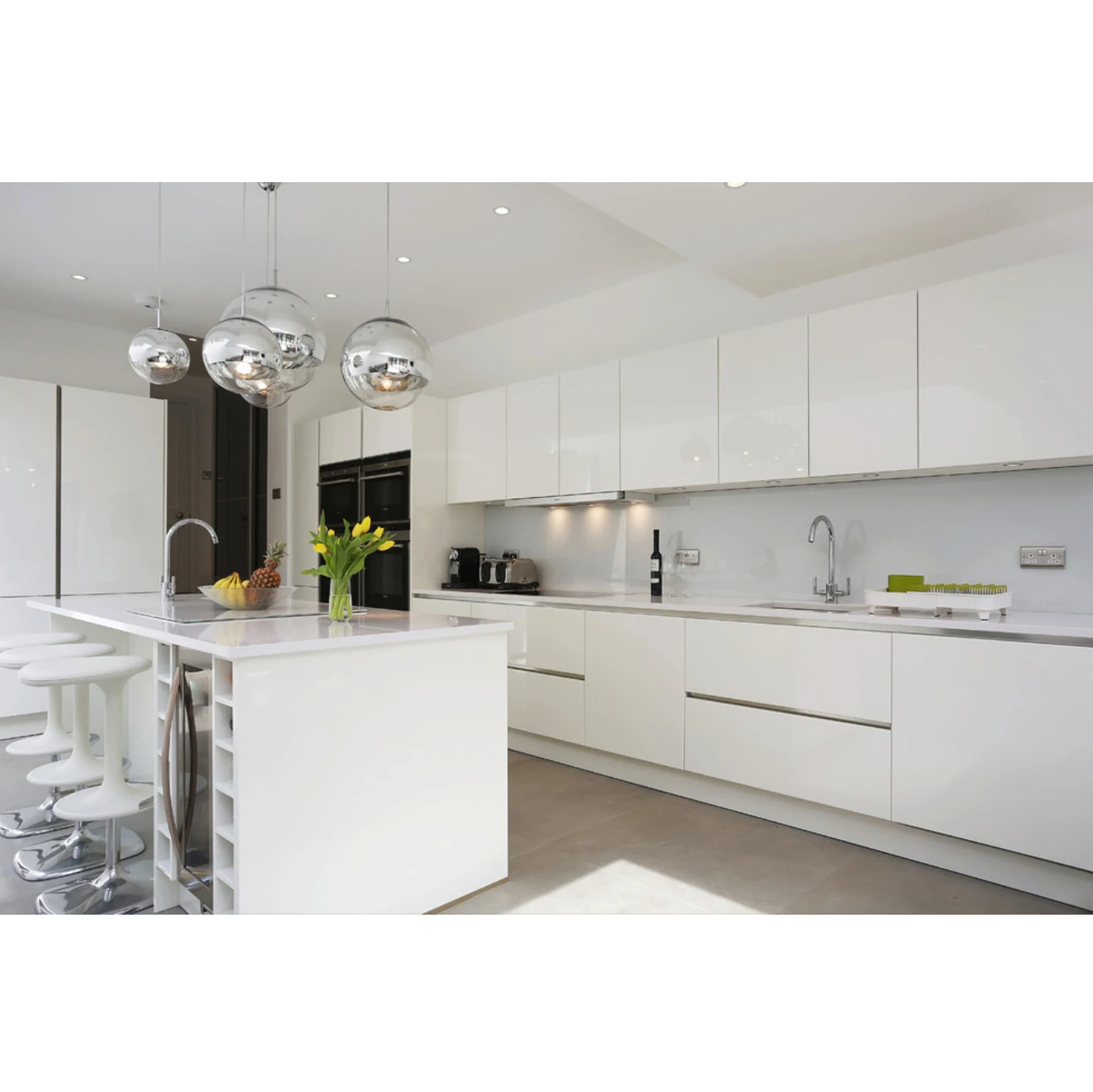 Hangzhou factory price  free 3D and CAD design available shiny glossy 2Pac Kitchen Cabinets