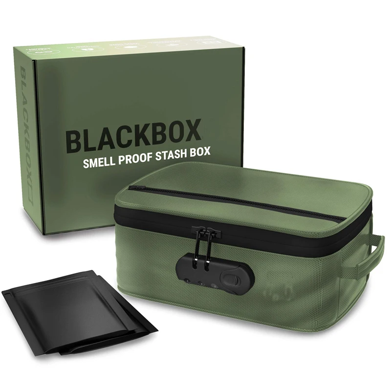 Durable Ballistic Shell with Waterproof Coating Activated Carbon lined smell proof Stash Case Odor Proof Smell proof Bag