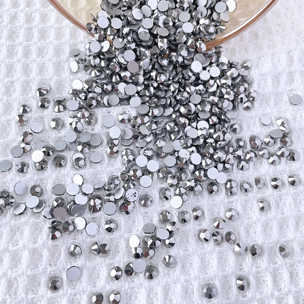 Rhinestone Nail Decoration K9 Crystal Glass Wholesale Jet Hematite Non Hot Fix Flatback Excellent High Quality Machine Cut 2 Bag