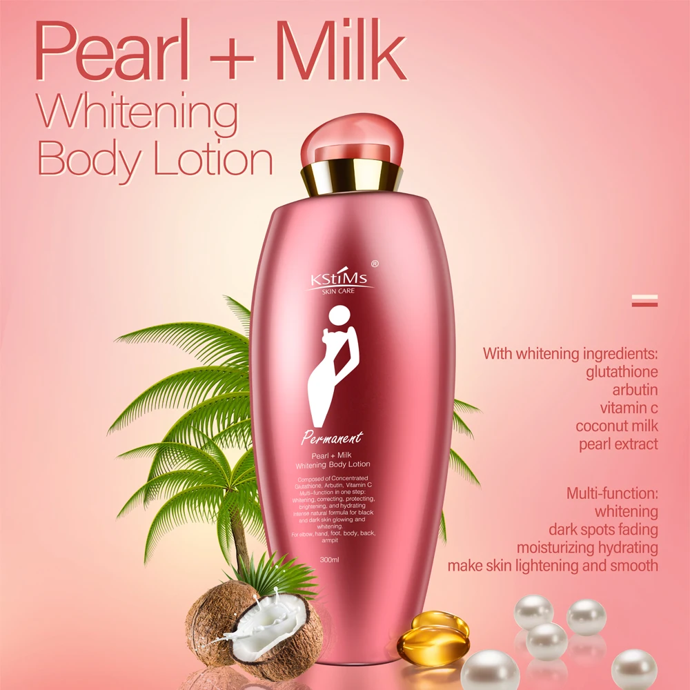 Ladies Snowwhite Dry Skin Dark Spot Correcting Beauty Pearl Whitening Lightening Body Lotion Milk OEM for Dark Skin From France