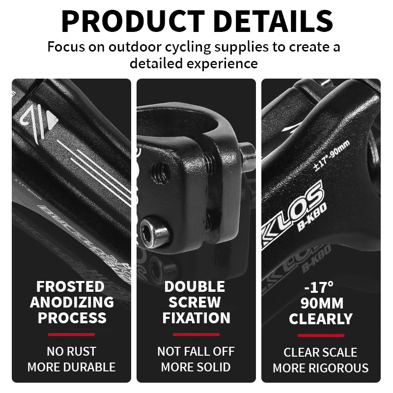 OEM/ODM BUCKLOS Bicycle Stem MTB Power 31.8mm 17 Degree Aluminum Mountain Road Bike Handlebar Stem 70/90mm Cycling Parts