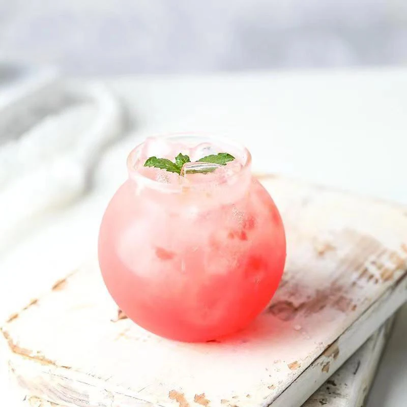 Juice Milk Tea and Milkshake Wooden Frame Creative Ball Shape Cocktail Glass