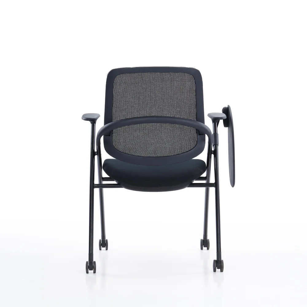 Office Staff Comfortable Breathable Backrest With Clipboard Tablet Writing Pad Mesh Training Chair With Casters