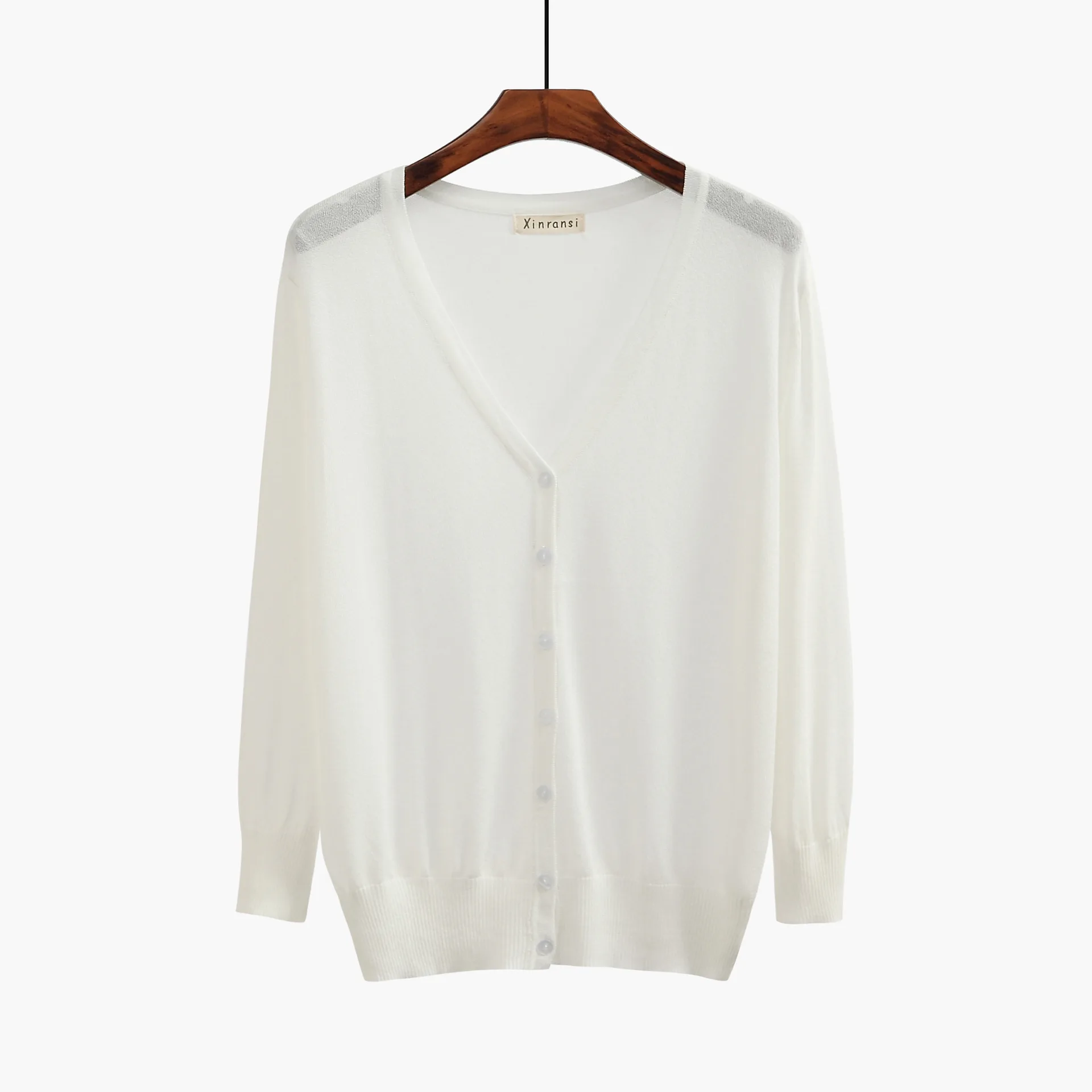 
Breathable Ladies Thin Sweater Womens Blue Buttoned Spring Cropped Cardigan 