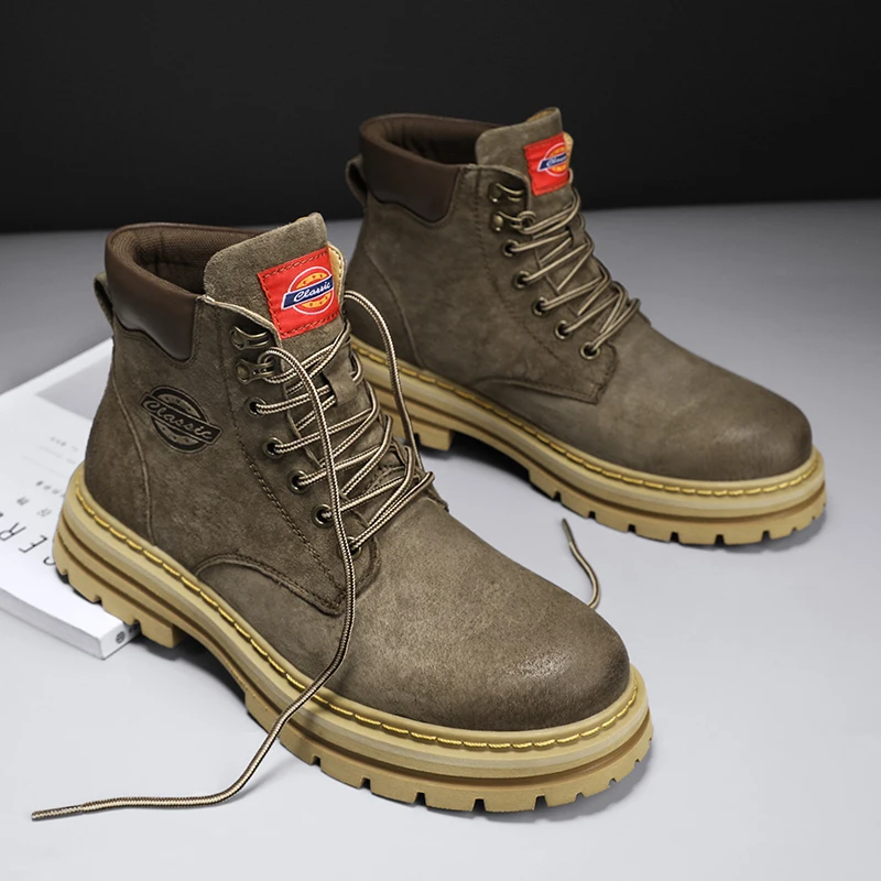 Accept OEM In Ready Stock Handmade Pure Real Genuine Leather High Top Waterproof Men Outdoor Snow Winter Boots