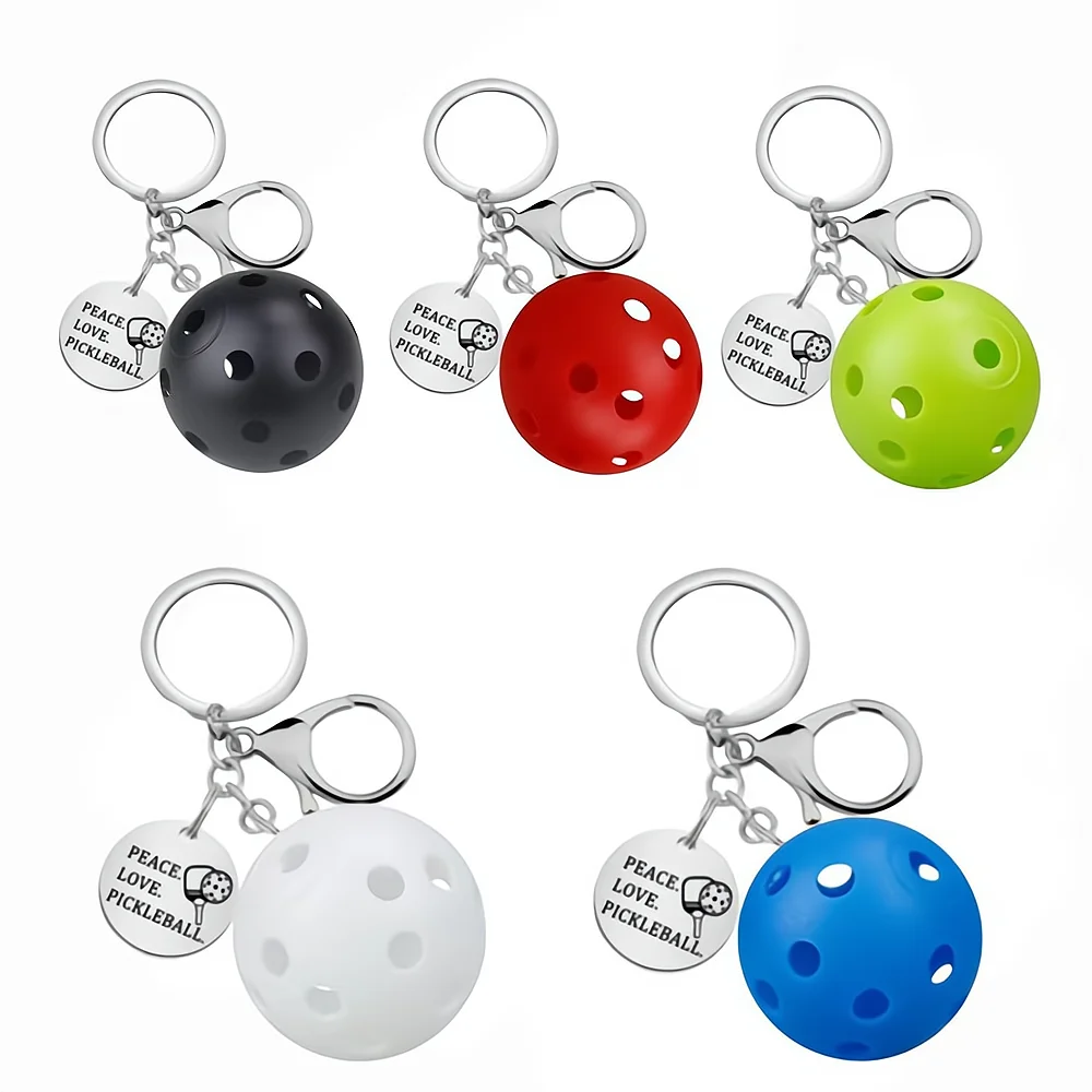 Pickleball Ball Accessory Custom Ornament Silver Metal Bulk Mini Charms Paddle Pickleball Keychain