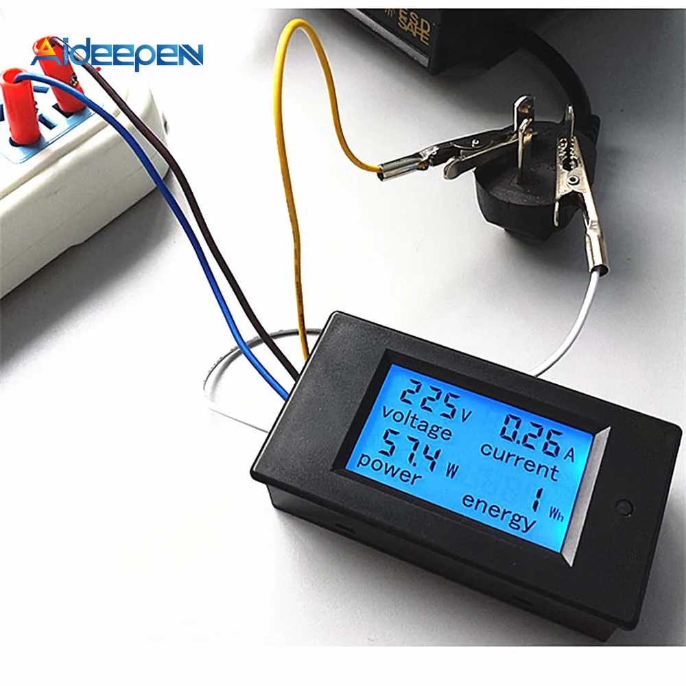Цифровой вольтметр амперметр с ЖК-дисплеем диапазон измерения 0-20 А 80-260 В переменного
