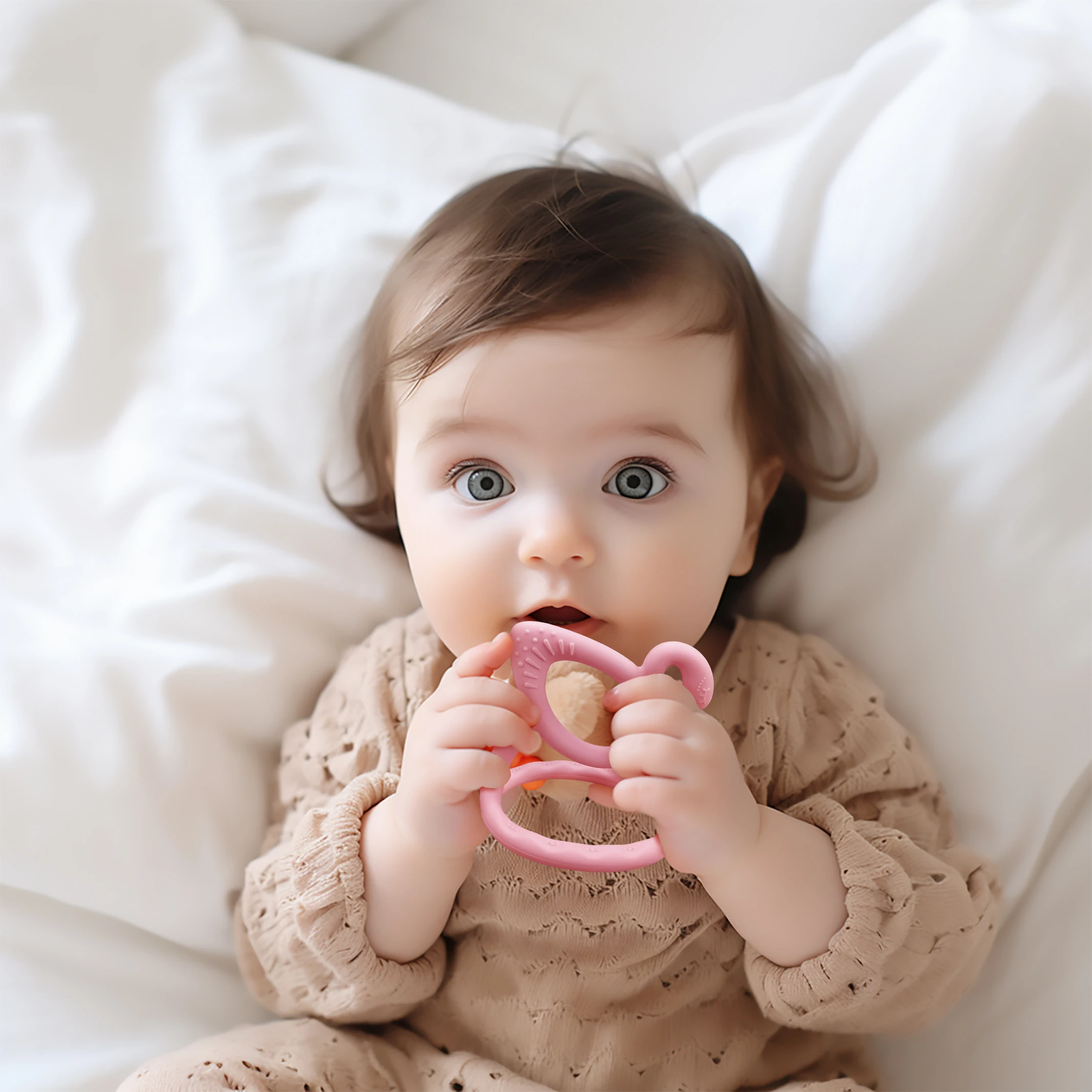 New Swan Shape BPA Free Easy to Hold 100% Food-Grade Never Drop Silicone Teether Toy for Baby
