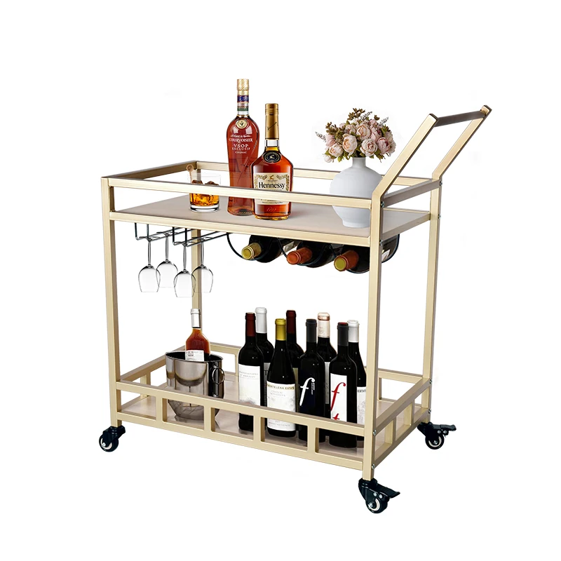 2 Tier Hotel Kitchen Bar Serving Trolley Home Bar Cart Trolley Hotel Serving Drinking Trolley For Hotel Restaurant Wedding Party