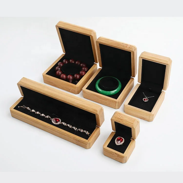 Custom High Quality Luxury Solid Bamboo Jewelry Wooden Ring boxes