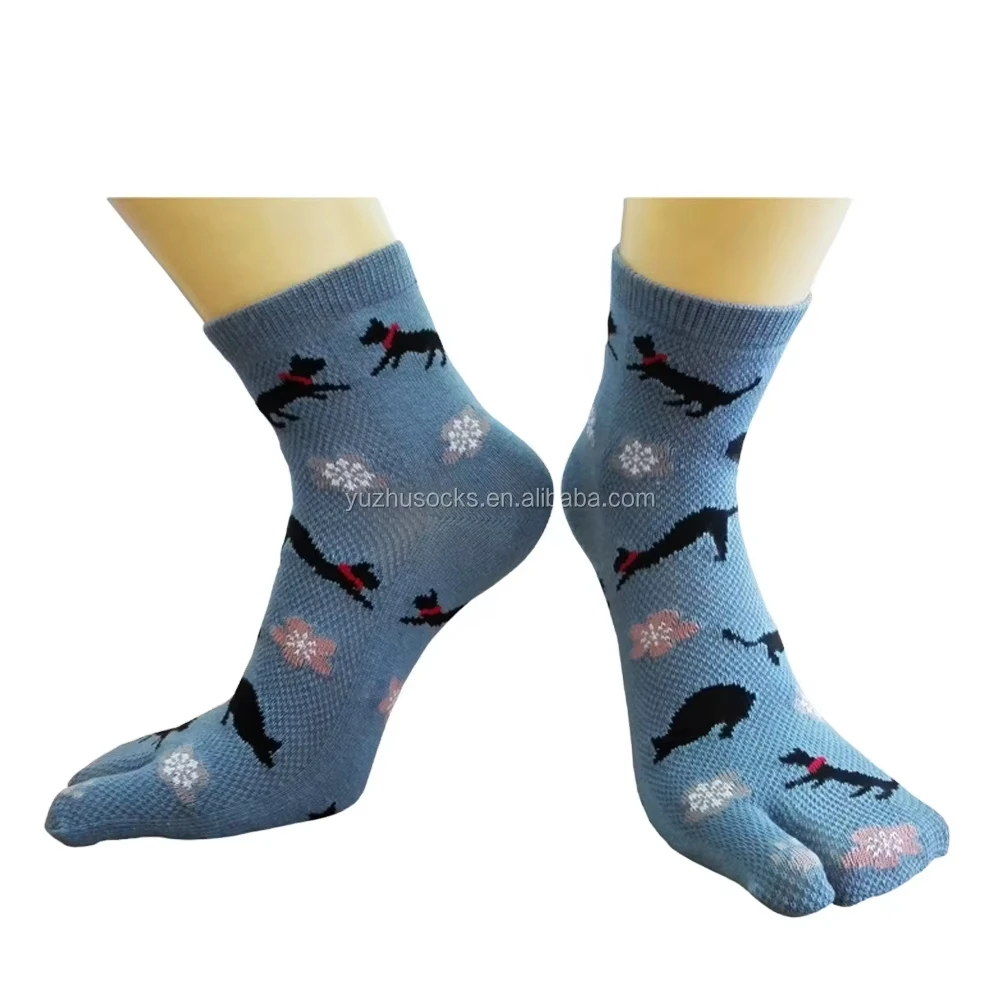 Fashion cotton cheap custom two toe tabi thong socks for men with fingers