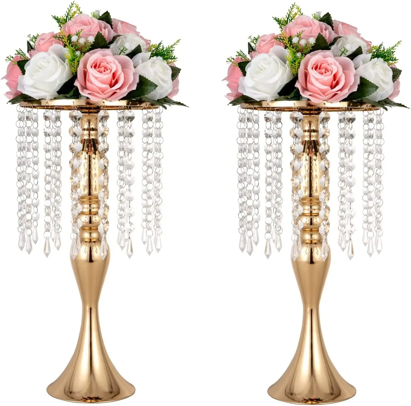 New Product Crystal Centerpieces for Tables Silver Metal Flower Vase Stand for Wedding Party Home Decor