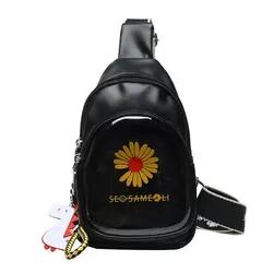 fashion most popular women chest ita bag with clear PVC window for pins custom design transparent ita bag