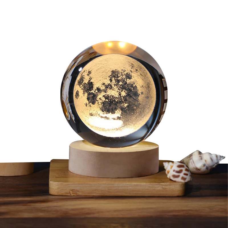 Engraving Customized Baby Photo Glass Ball 3d Interior Crystal Ornament Small Crystal Ball Luminous Night Light Ball