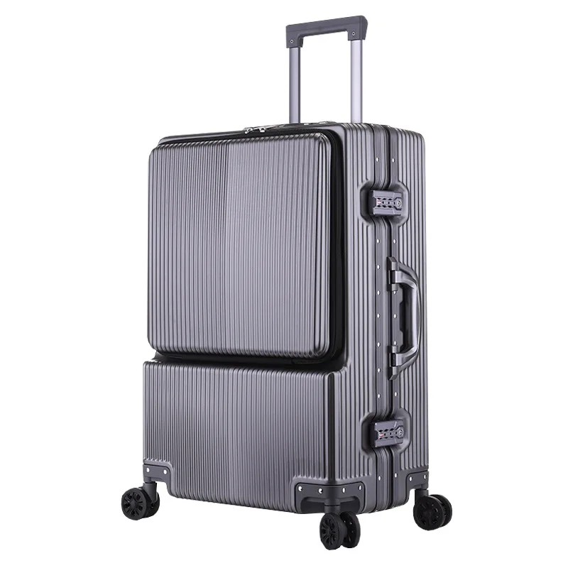 Front open cover double open hot luggage custom German Bayer PC aluminum alloy trolley case can board the suitcase