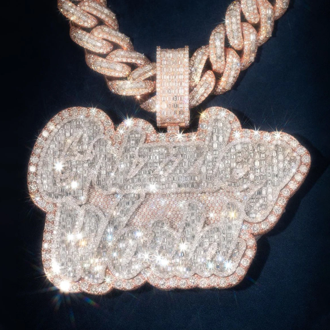 Pass Diamond Tester Custom Vvs Moissanite Name Letter Pendant Men Hop Hop 925 Silver Iced Out Diamond Link Chain Pendant Jewelry