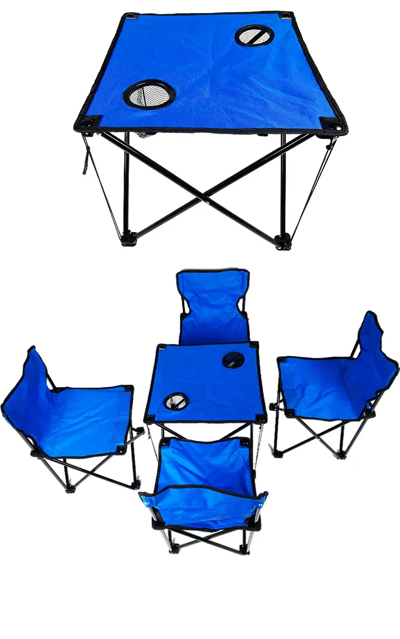 Hot sale Picnic Barbecue Outdoor Camping Nylon Portable Folding Table and Chairs Set Camping Kit