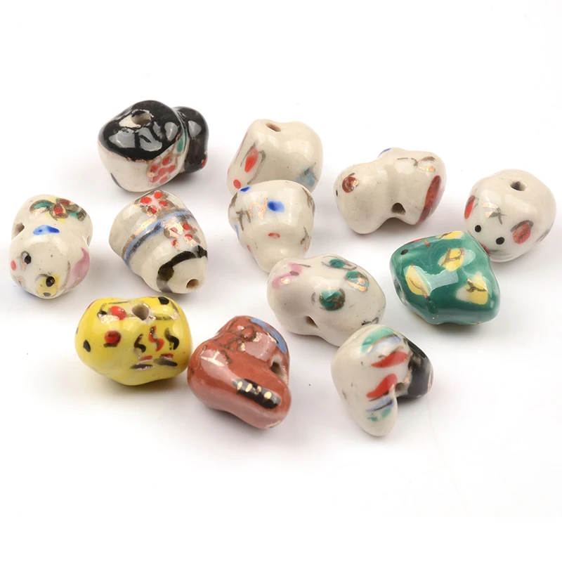 5pcs Cute Animal Ceramic Beads Colorful Handmade 12 Chinese Zodiac Porcelain Ceramic DIY Jewelry Bead