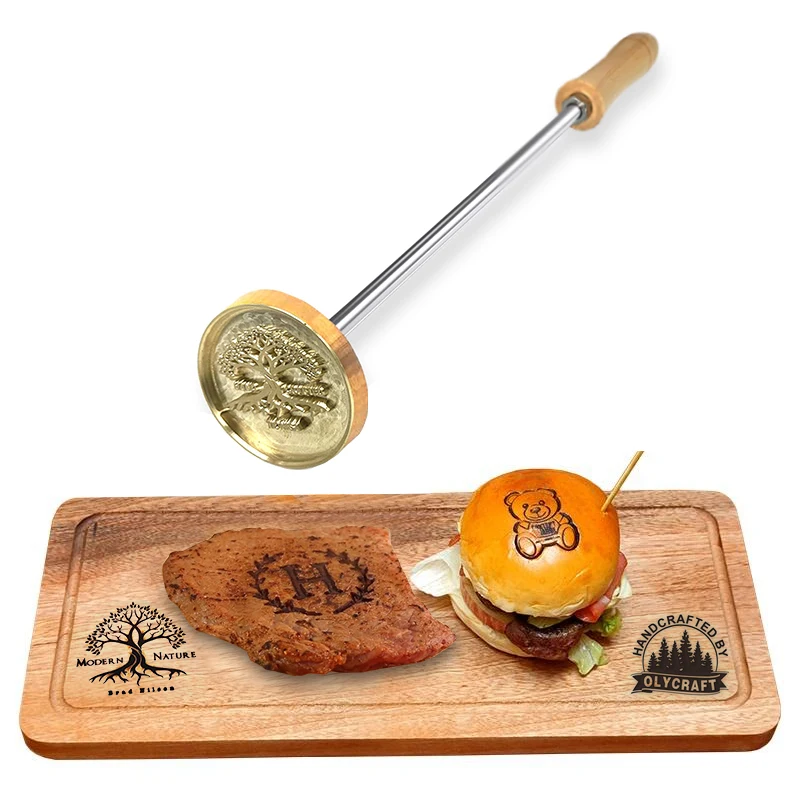 Custom Logo Hand-held Steel Stamped Metal Handle Copper Mold Handle Leather Cold Pressing Tool Heat Stick Soldering Iron Leather