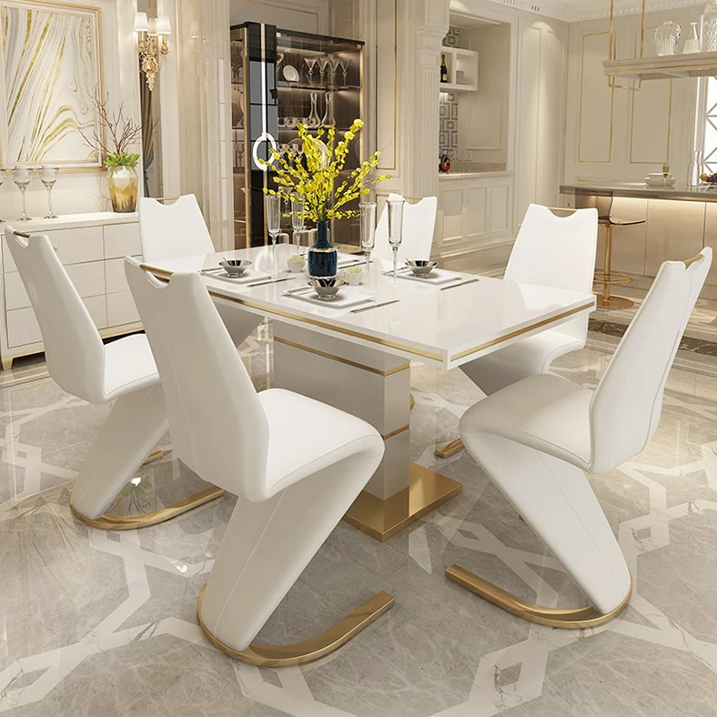 Factory price dining room furniture table set 6 8 chairs modern luxury dining room set