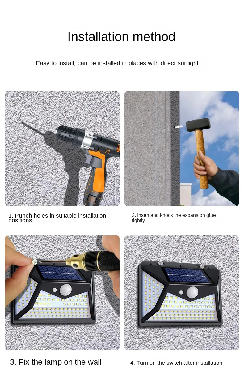 For Front Door Yard Garage Garden Led Street Lamp Outdoor Solar Lights With Motion Sensor