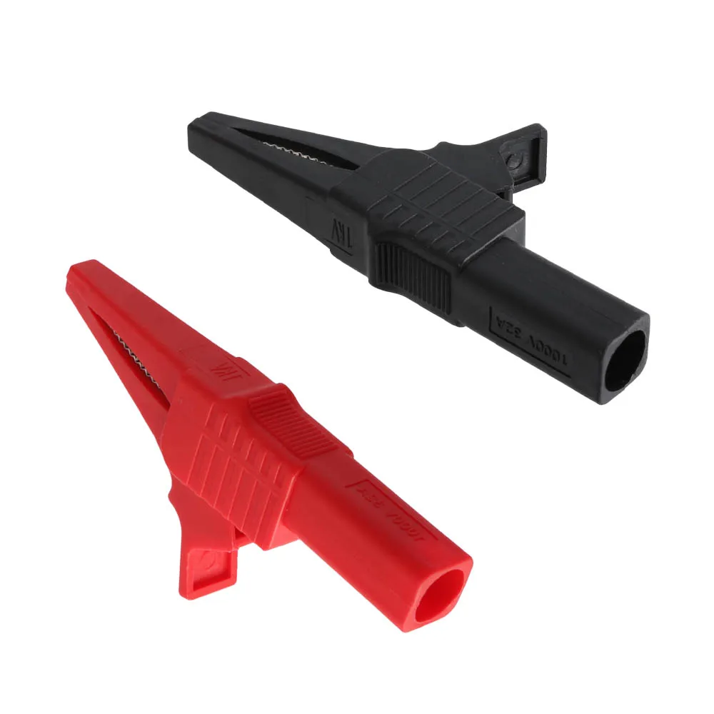 1pc Heavy Duty Safety Alligator Clip With 4mm Banana Socket Nickel-plated Copper 1000V 32A for Meter  Testing Work Accessory